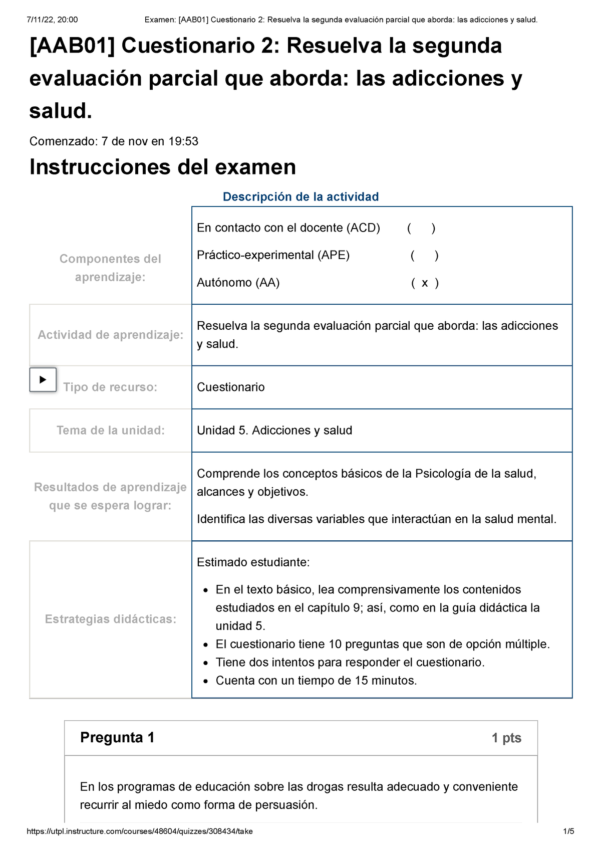 Examen [AAB01] Cuestionario 2 Resuelva La Segunda Evaluación Parcial ...