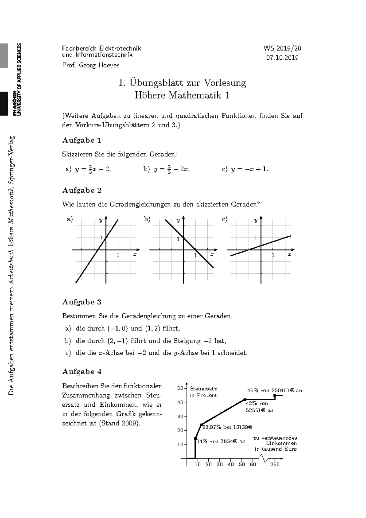Aufgaben Zu Quadratischen Funktionen Mit Lösungen Blatt 1 Mathe 1 Übung zu linearen und quadratischen Funktionen - Die