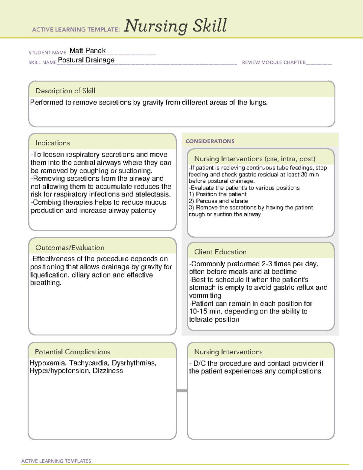 Nur Skill Post Drain - this helps - ACTIVE LEARNING TEMPLATES Nursing ...