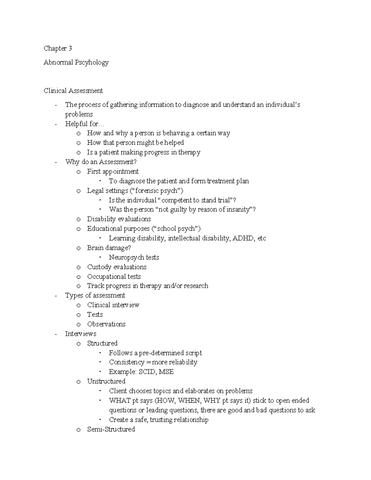 Chapter 3 Abnormal Psych - Chapter 3 Abnormal Pscyhology Clinical ...