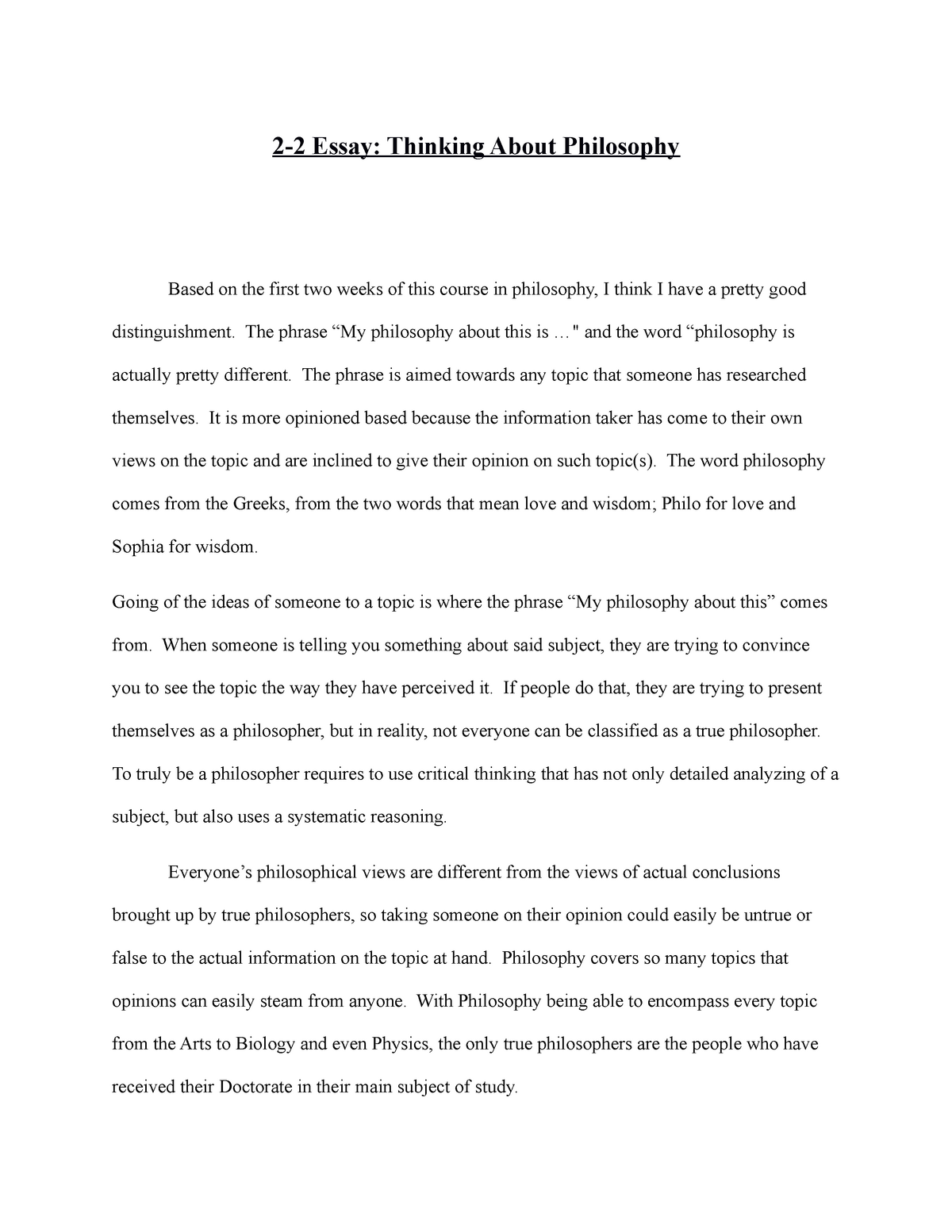 importance of studying philosophy essay