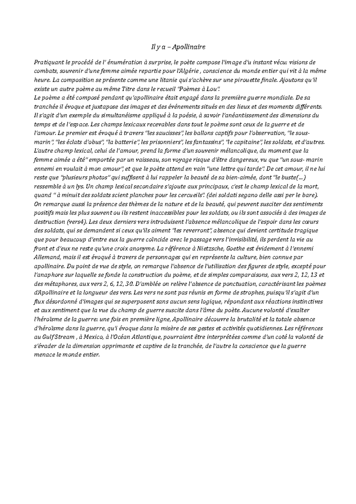 Il y a Apollinaire Il y a Apollinaire Pratiquant le procédé de l
