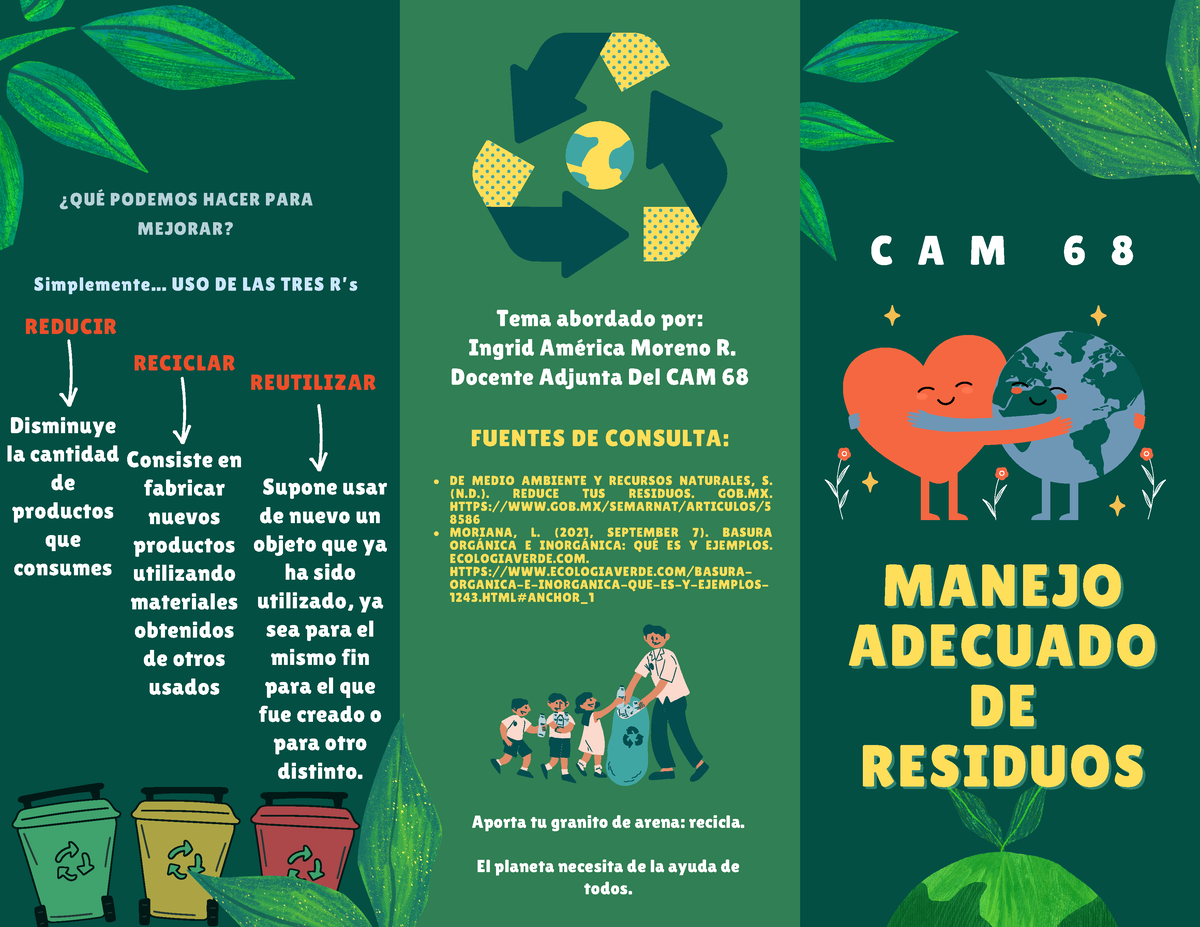 Folleto Tríptico De Cuidado Ambiental Y Reciclaje Moderno Ilustrado ...