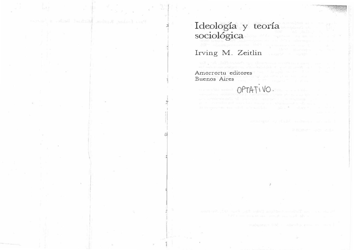 E- Zeitlin - ㄀最 Ideología y teoría , sociológica , 1 Irving M. Zeitlin