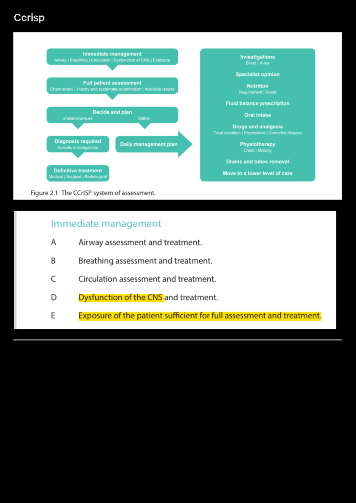 Ccrisp 2 - Immediate management Investigations Airway Breathing I ...
