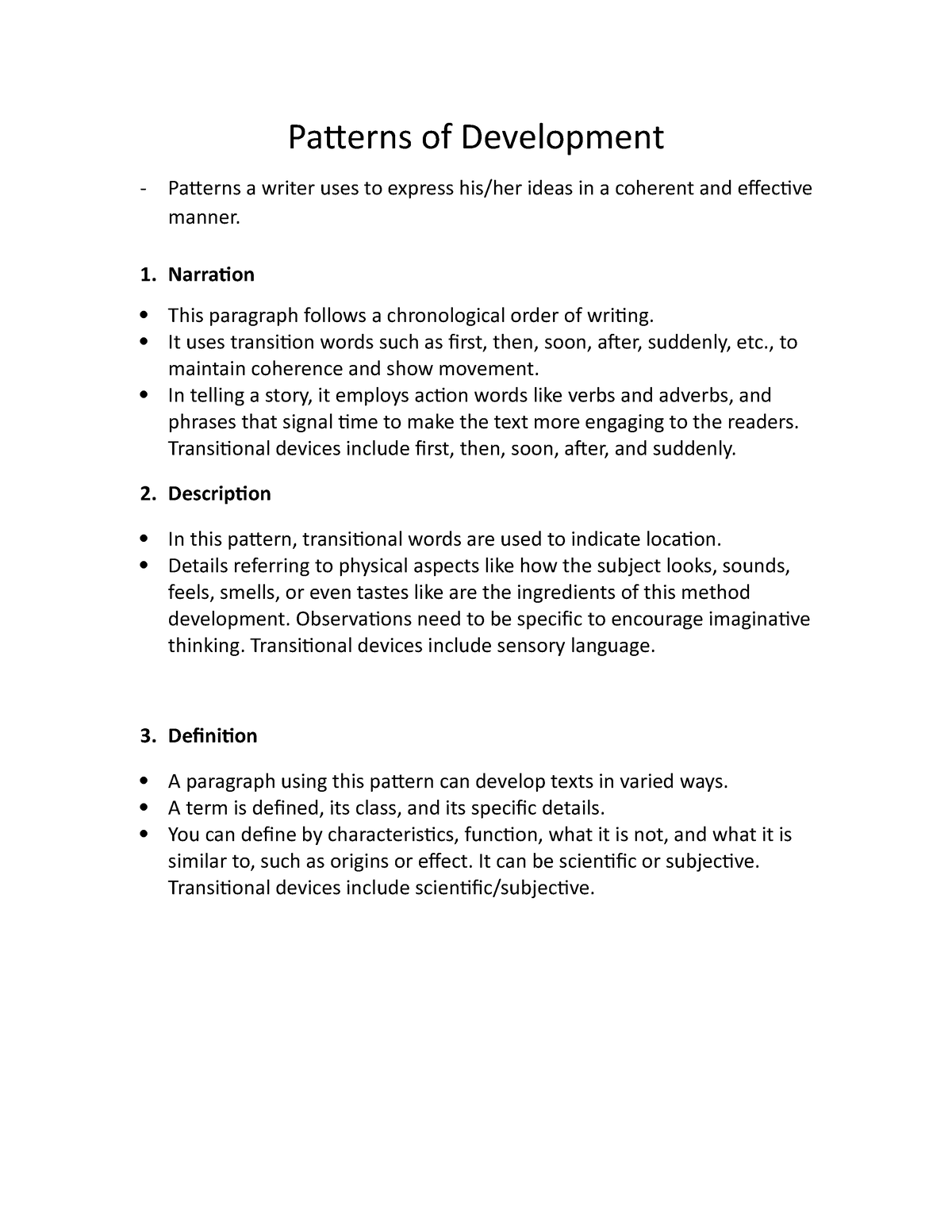 essay about patterns of development