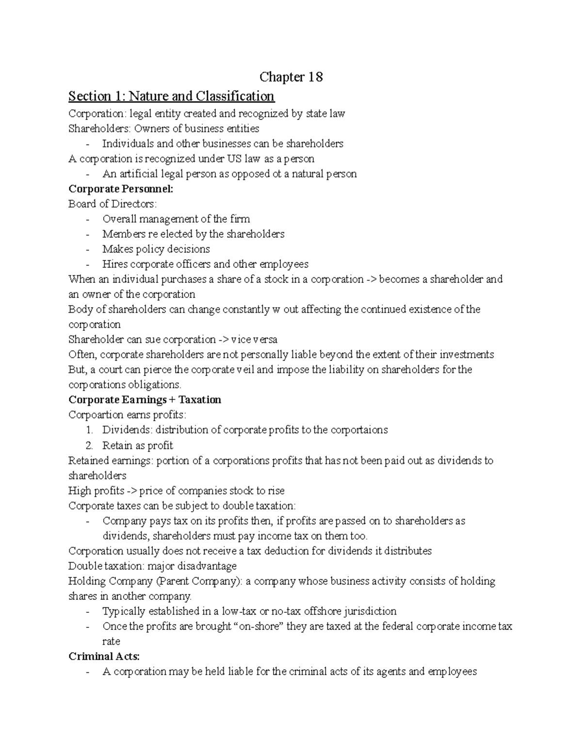BLAW notes Exam 4 - Chapter 18 Section 1: Nature and Classification ...
