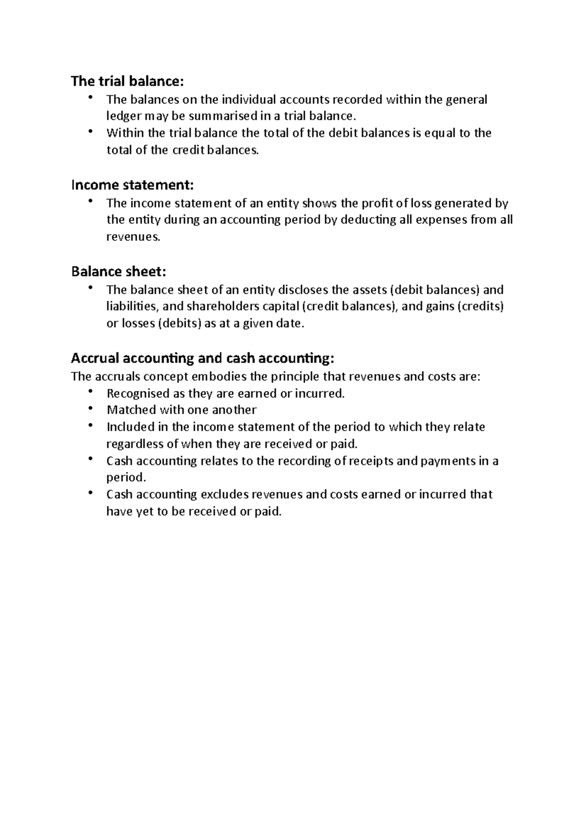 The Trial Balance, Income Statement, Balance Sheet, Accruals Accounting ...