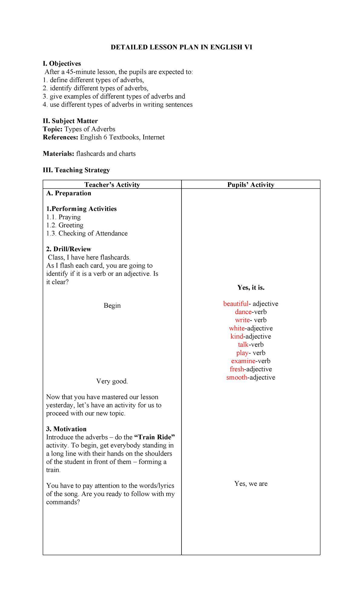 Detailed Lesson PLAN IN English VI - DETAILED LESSON PLAN IN ENGLISH VI ...