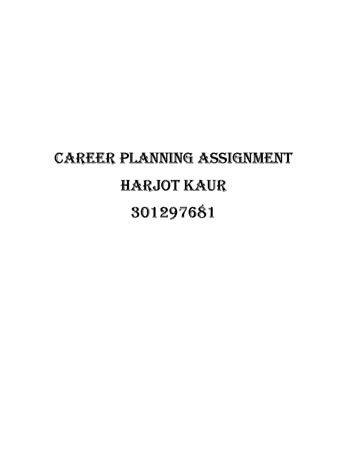 assignment on career planning