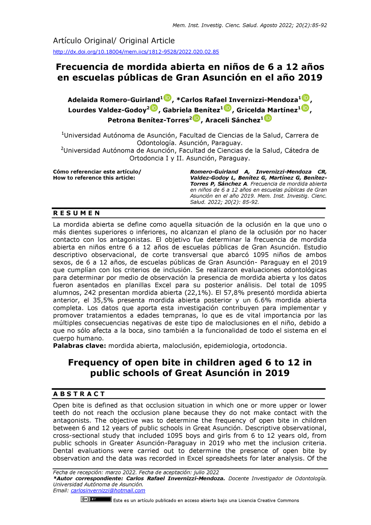 Articulo Desarrollo De La Oclusion - Mem. Inst. Investig. Cienc. Salud ...