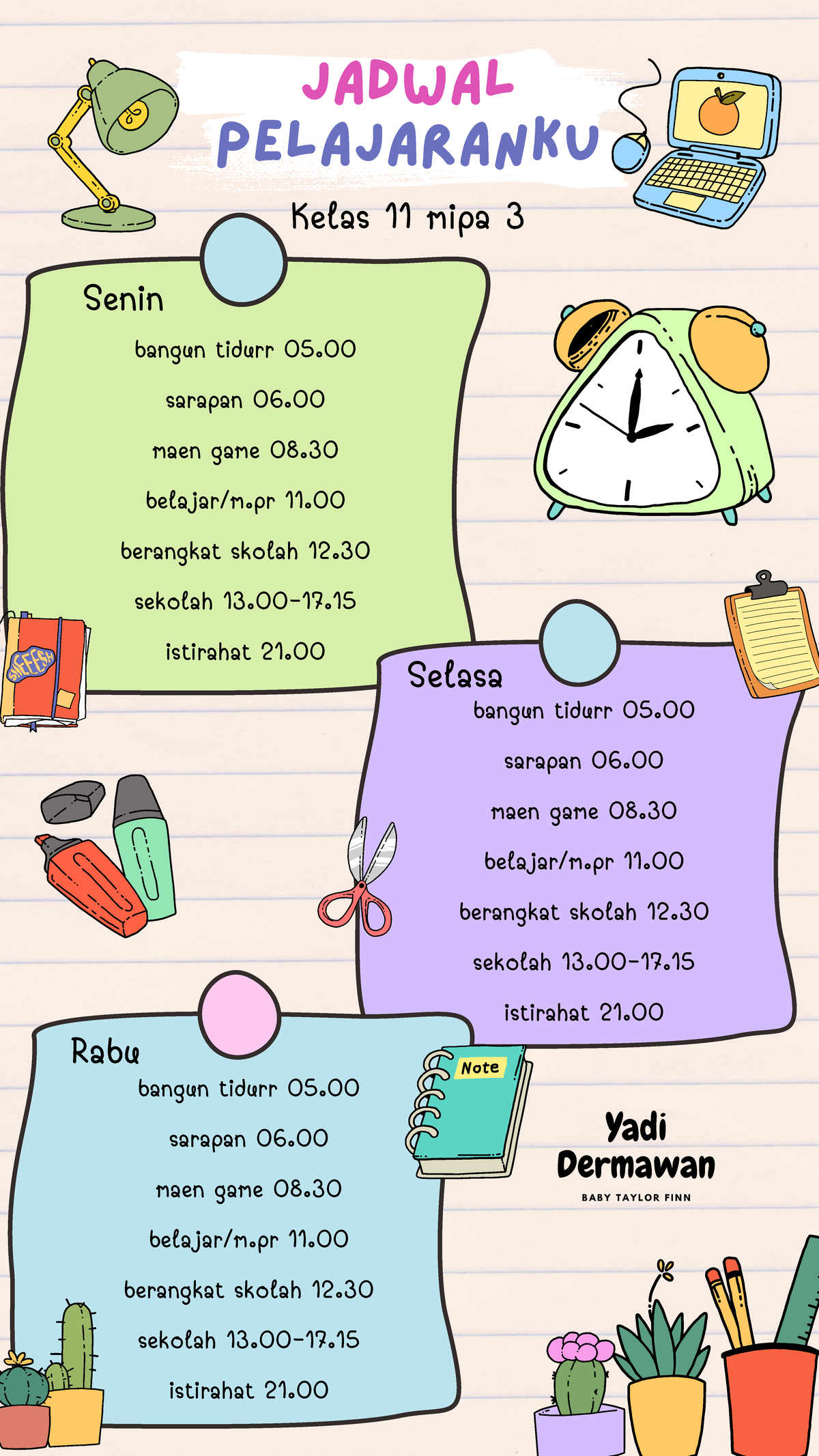 Salinan dari Warna Warni Lucu Ilustrasi Jadwal Pelajaran Kelas Cerita