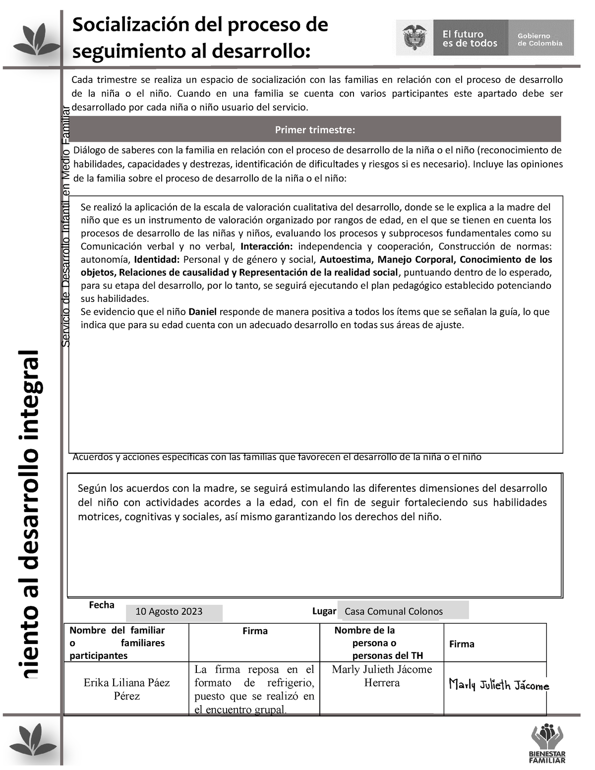 Socializaci N De Escala Socializaci N Del Proceso De Seguimiento Al Desarrollo Cada Trimestre