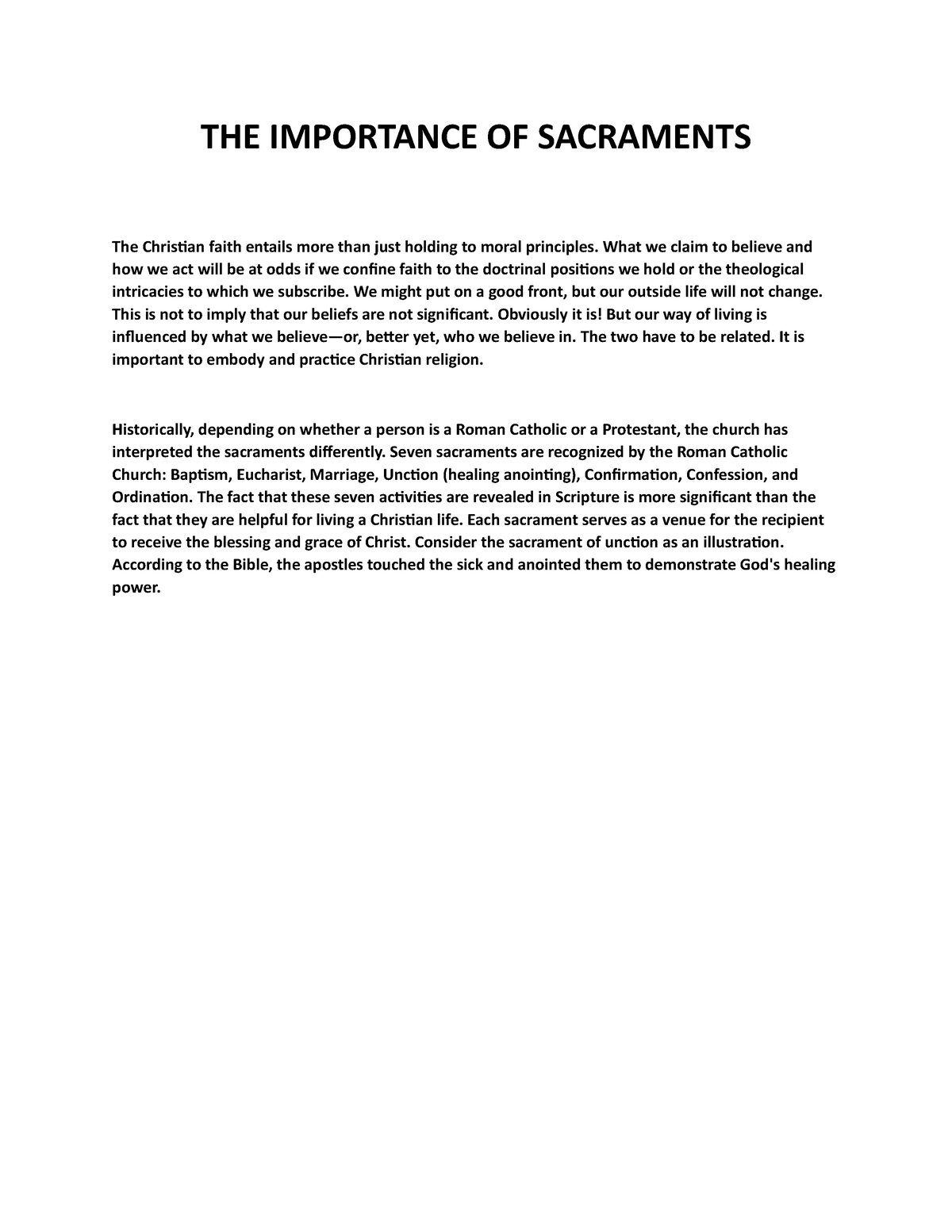 purpose of sacraments essay