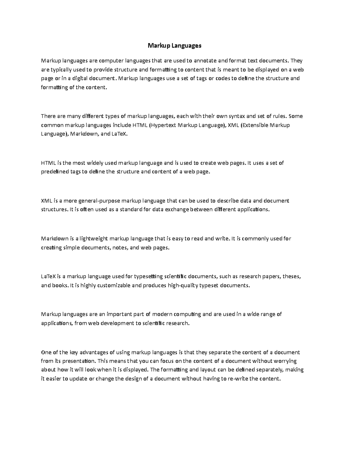 Markup Languages - Markup Languages Markup languages are computer ...