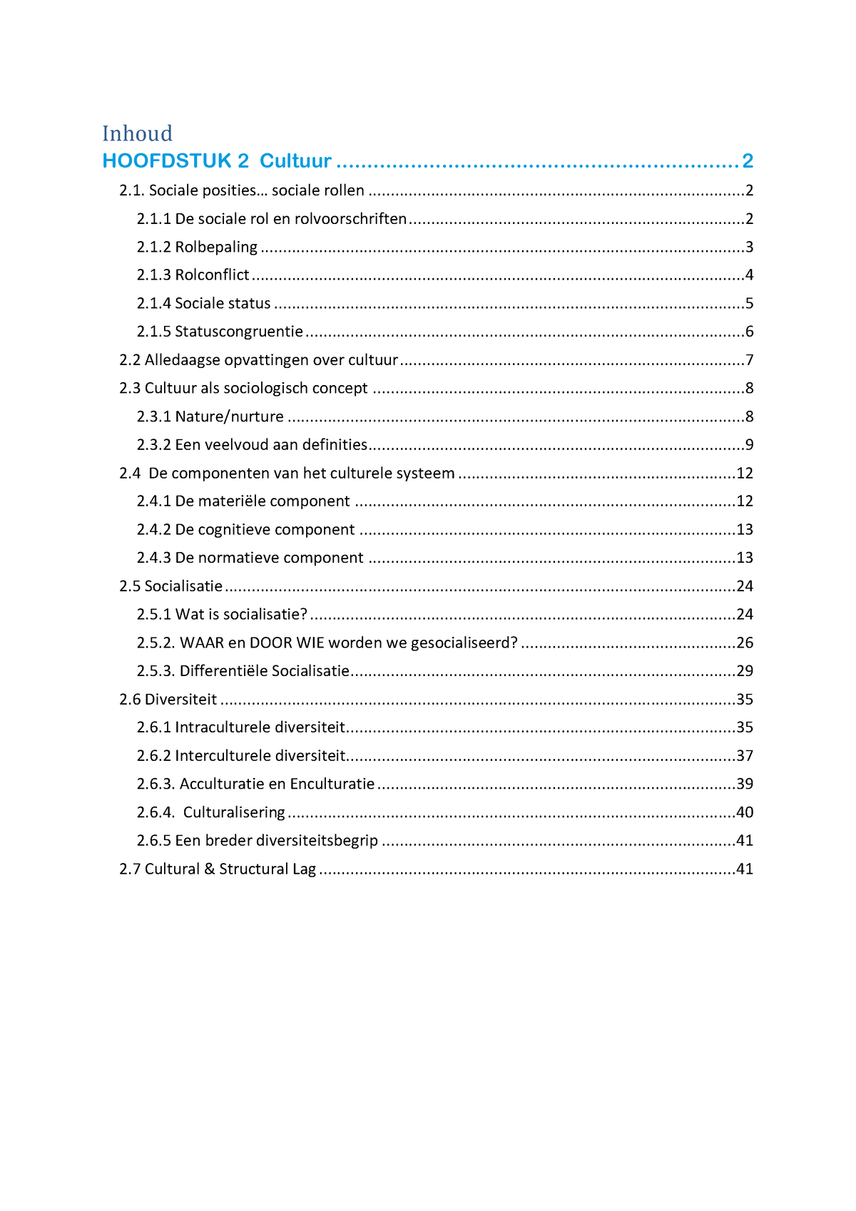 DEEL II - Hoofdstuk 2 - Cursus - Inhoud HOOFDSTUK 2 Cultuur Sociale ...