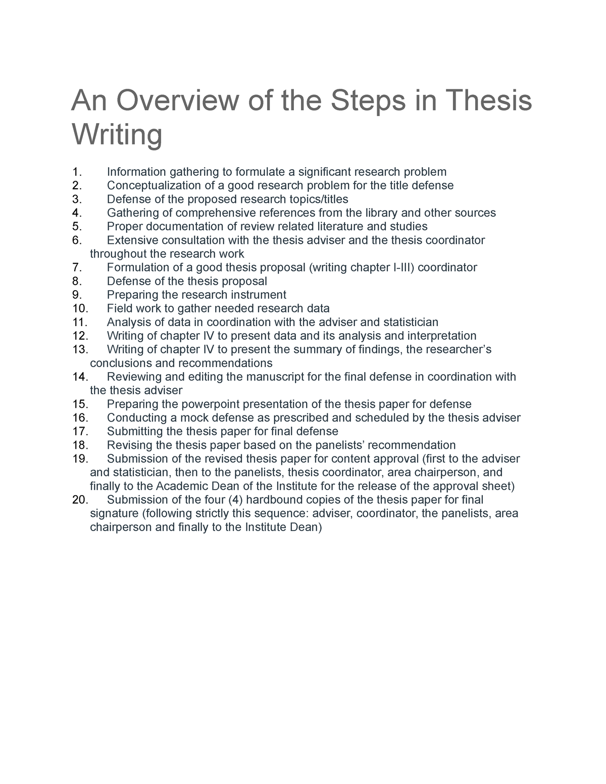 steps in thesis writing pdf