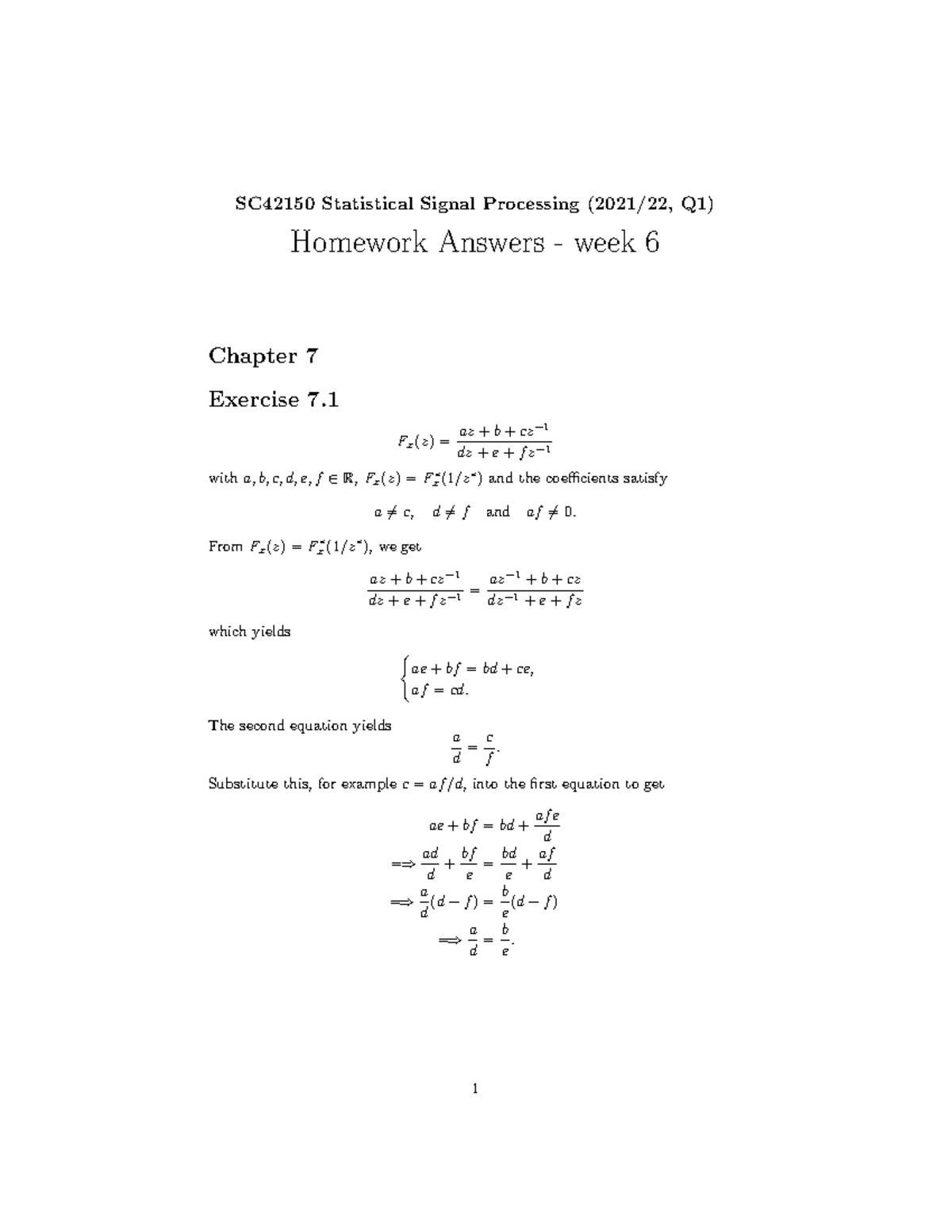 Exercise answers week 6 homework for course practice SC42150