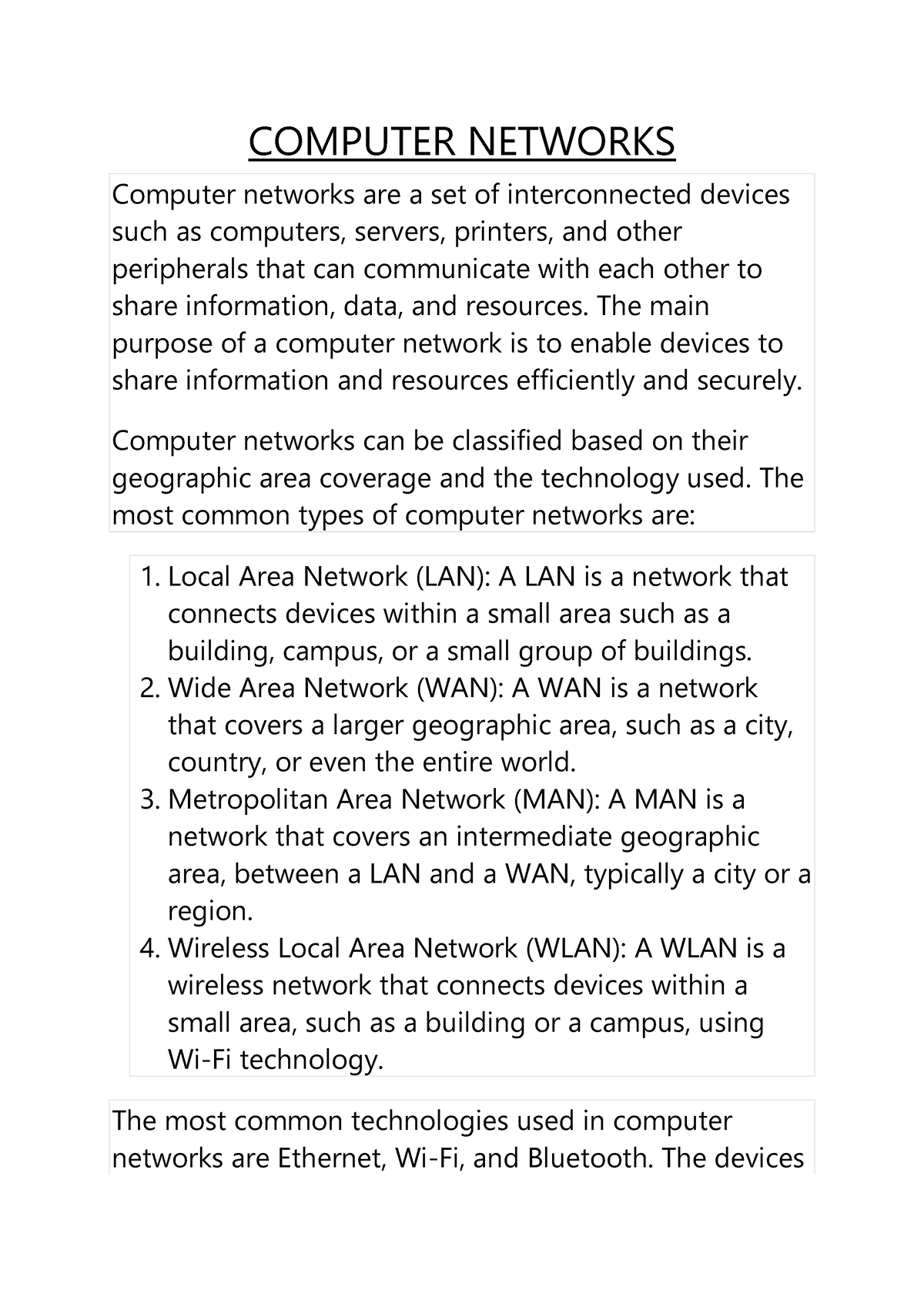 Computer Networks - COMPUTER NETWORKS Computer networks are a set of ...