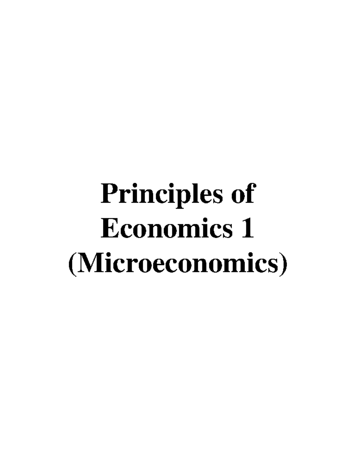 principles of microeconomics assignment 1