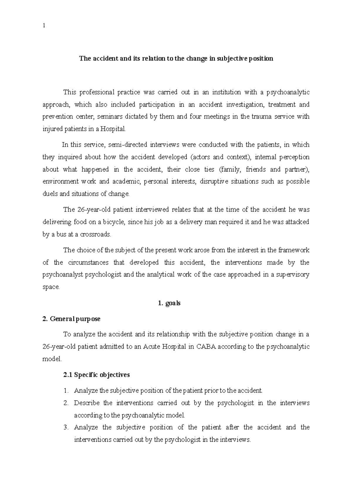 The accident and its relation to the change in subjective position - In ...