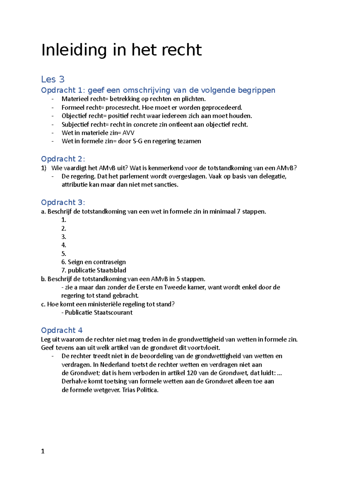 Inleiding In Het Recht - College-aantekeningen Allemaal - Inleiding In ...