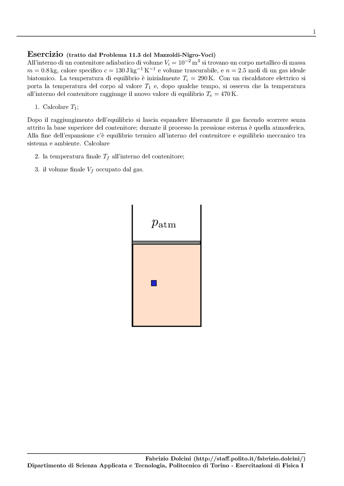 Esercitazione Svolta Termodinamica - Esercizio (tratto Dal Problema 11 ...