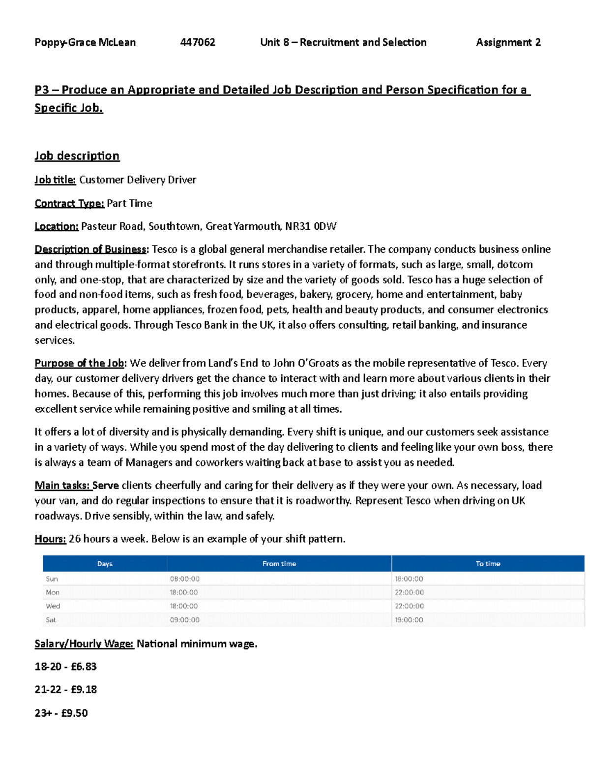 unit 8 recruitment and selection process assignment brief