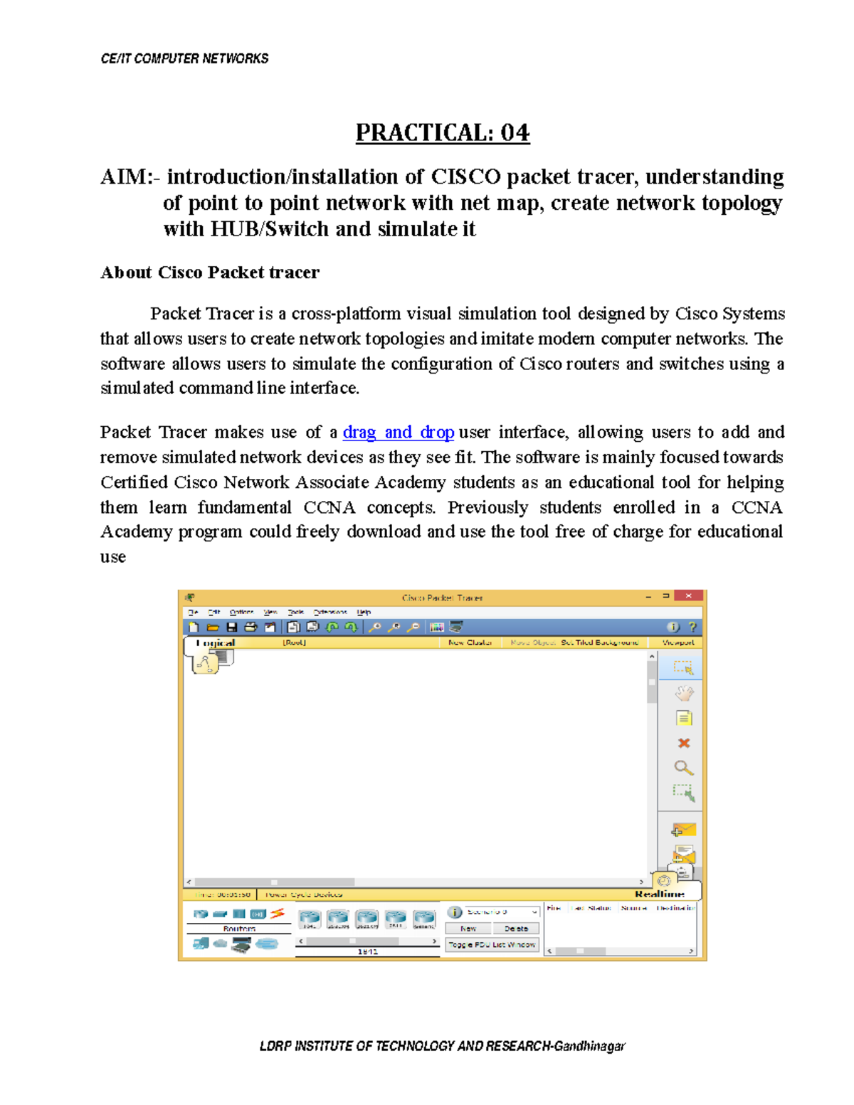 CN Prac 04 intro pkt tracer-demo tamplate - PRACTICAL: 04 AIM ...