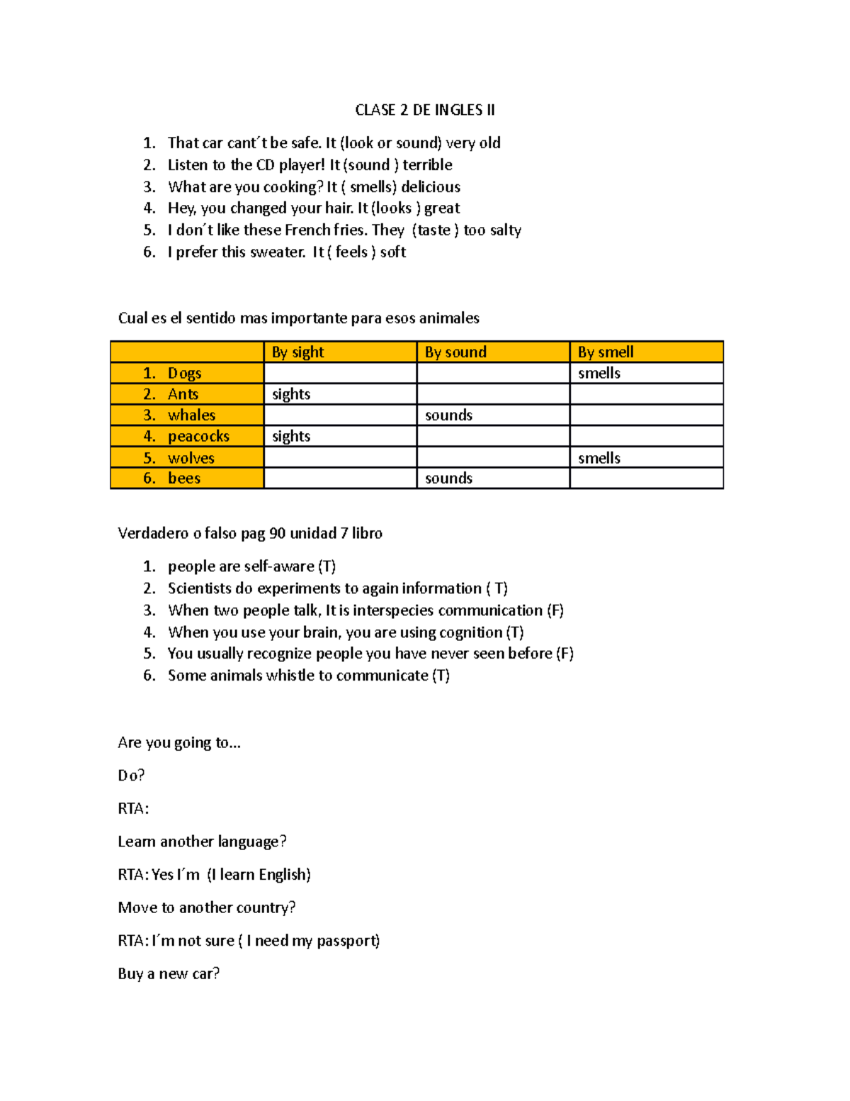 Clase 2 DE Ingles II - CLASE 2 DE INGLES II That car cant ́t be safe ...