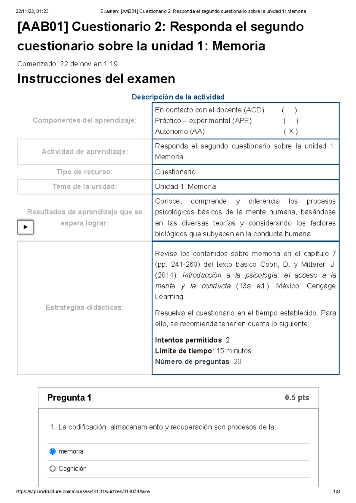 Examen [AAB01] Cuestionario 2 Responda El Segundo Cuestionario Sobre La ...