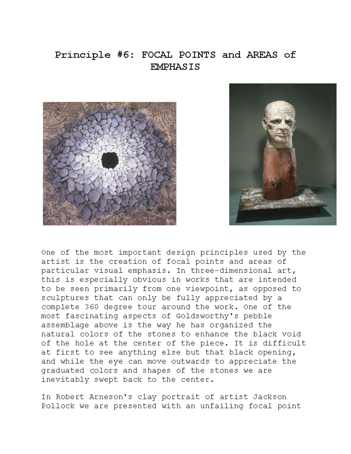 Principle 6 Focal Points and Areas of Emphasis Principle 6 FOCAL POINTS and AREAS of