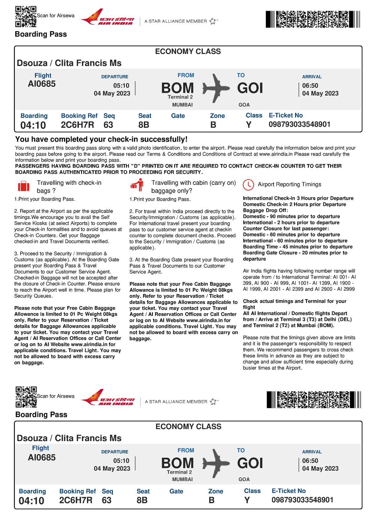 Bp - Sjjsj - Your boarding Boarding Pass Scan for Airsewa Dsouza ...