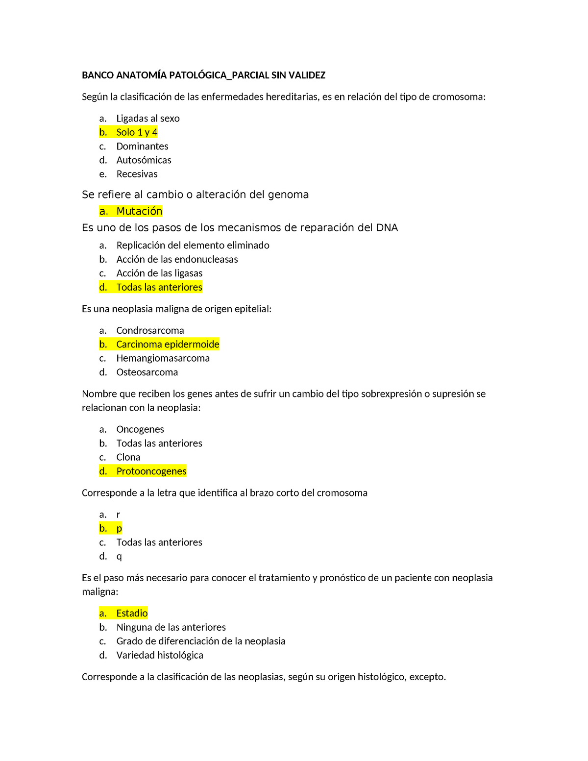 Preguntas De Anatomía Patológica - BANCO ANATOMÍA PATOLÓGICA_PARCIAL ...