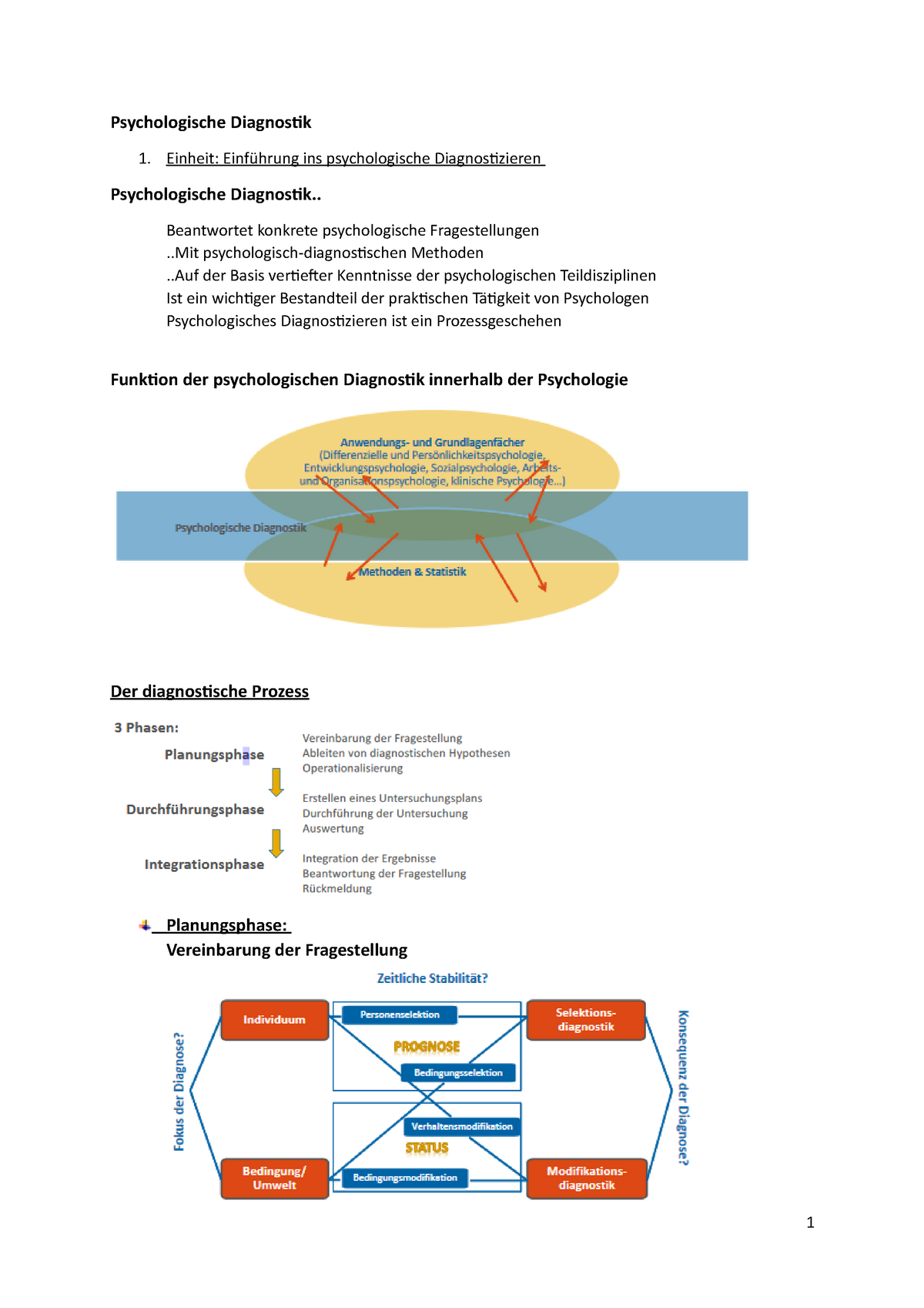 Diagnostik VO: alle Foliensätze zusammengefasst - DIAGNOSTIK Bei einem  psychologischen Test (a) - Studocu