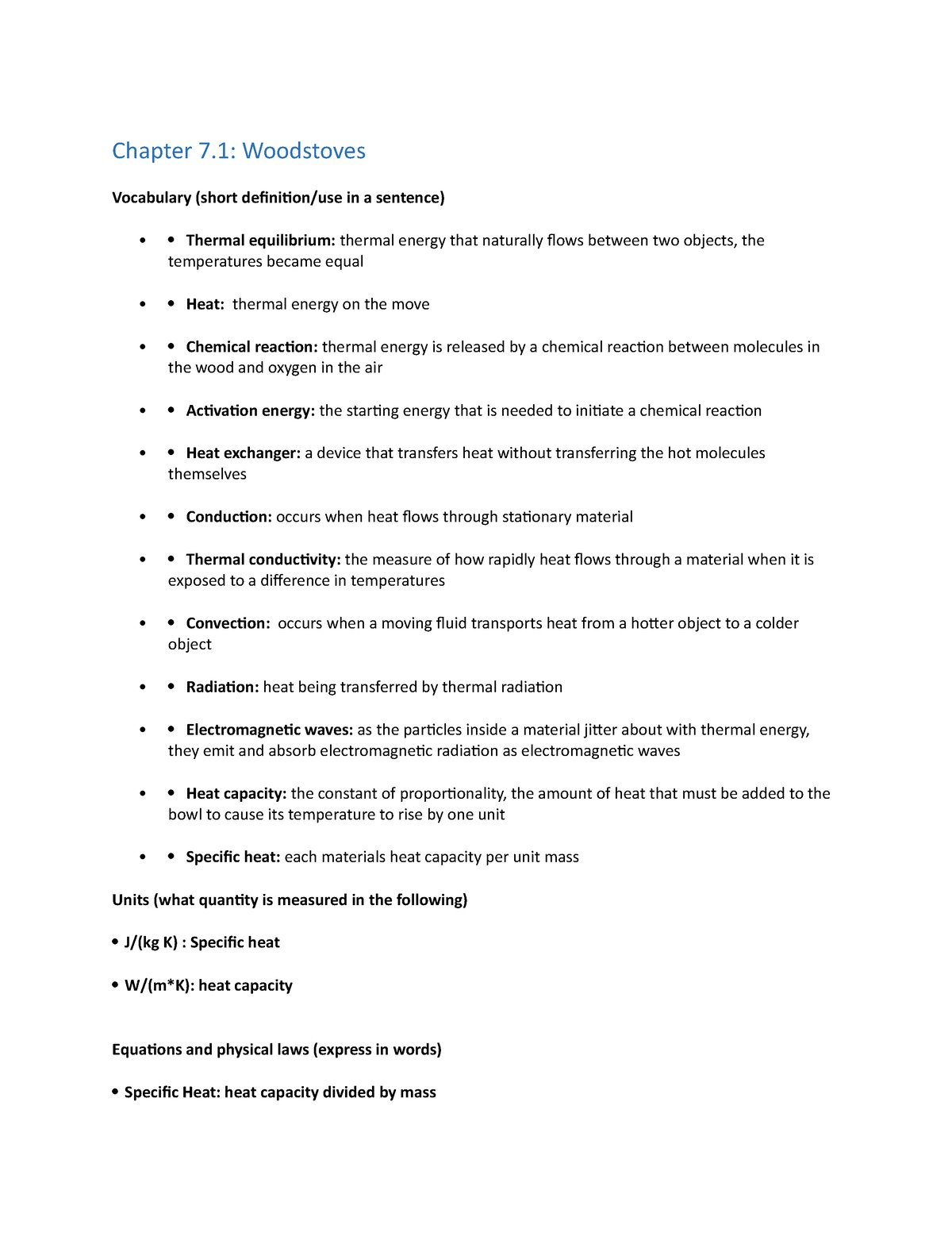 7 1 Guided Reading Chapter 7 Woodstoves Vocabulary short Definition 