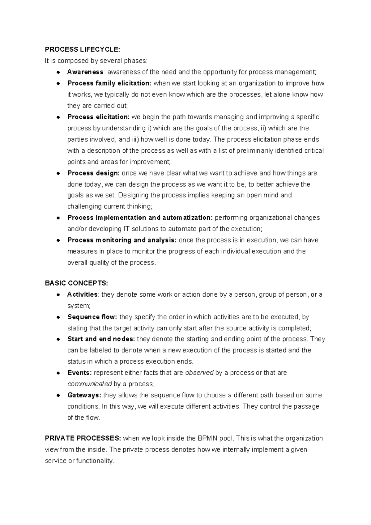 BPM summary - Riassunto Laboratory of Business Process Management and ...