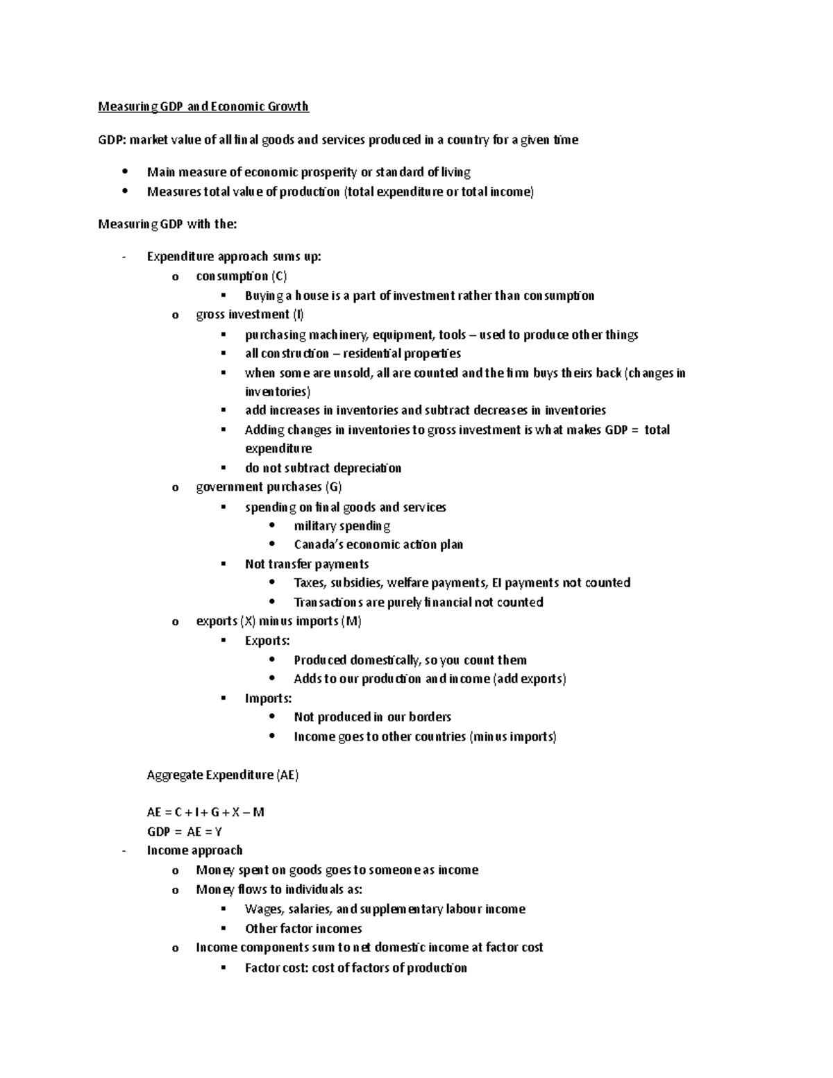 Midterm Notes - Summary Introduction to Macroeconomics - Measuring GDP ...