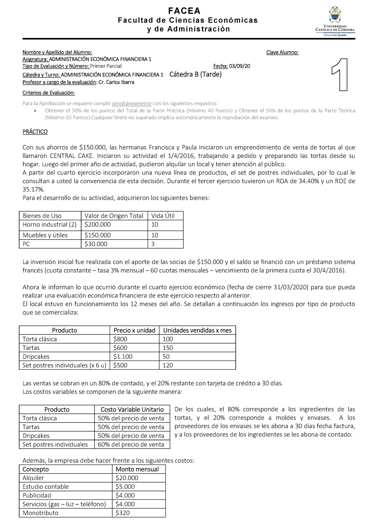 1er Parcial Tema 1 - Facea Facultad De Ciencias Económicas Y De 