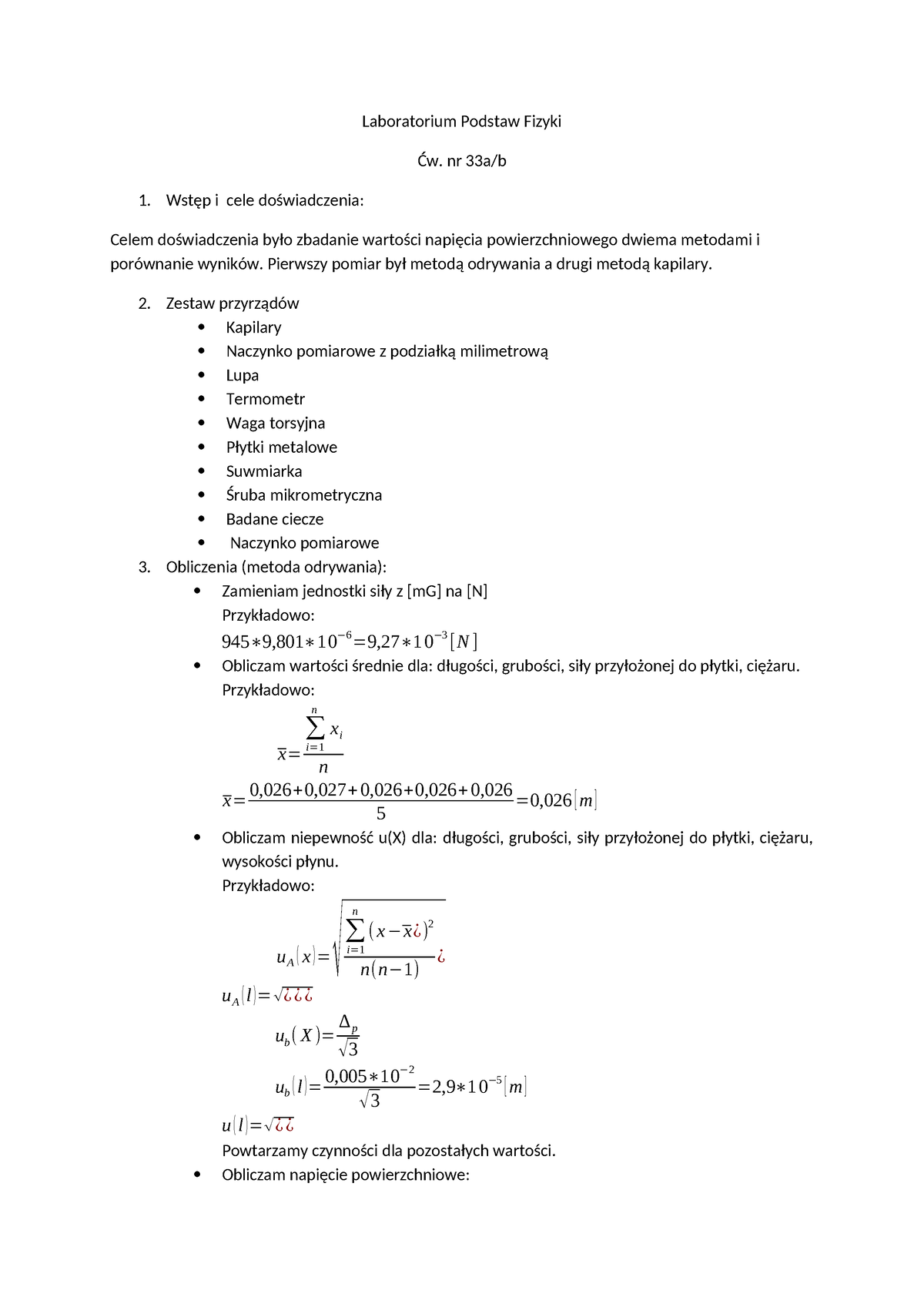 Laboratorium Podstaw Fizyki Ćw. 33a I B - Laboratorium Podstaw Fizyki ...