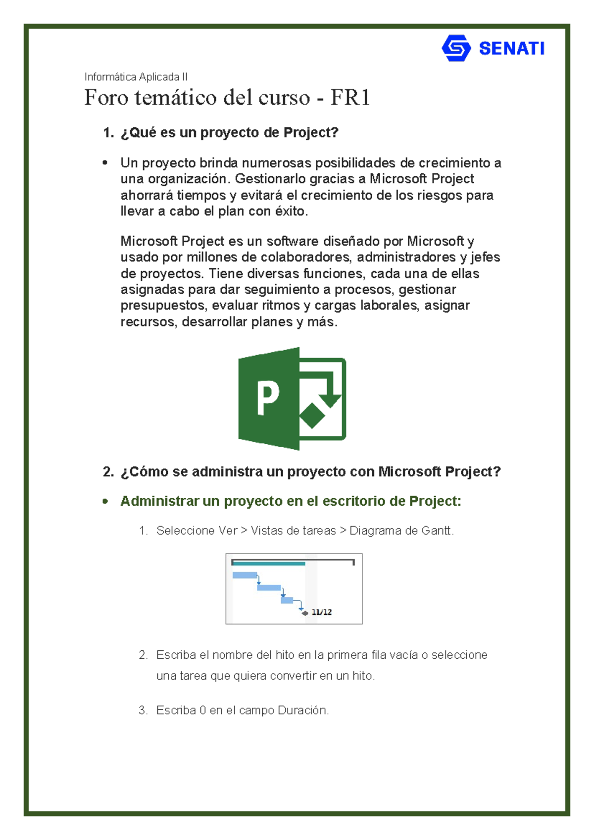 Foro informatica II - tarea - Informática Aplicada II Foro temático del ...