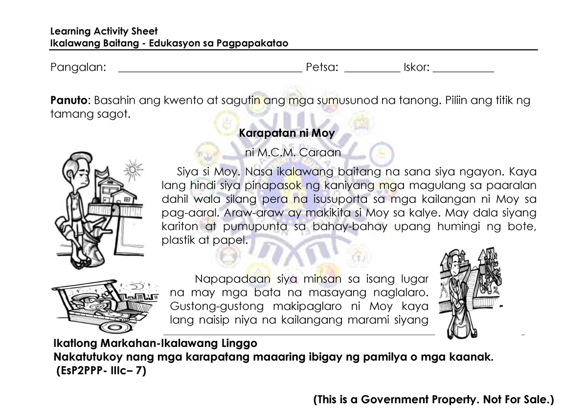 Copy Of Es P 2 Q3 LAS 2 RTP (Advanced Copy) - Copy - Ikalawang Baitang ...