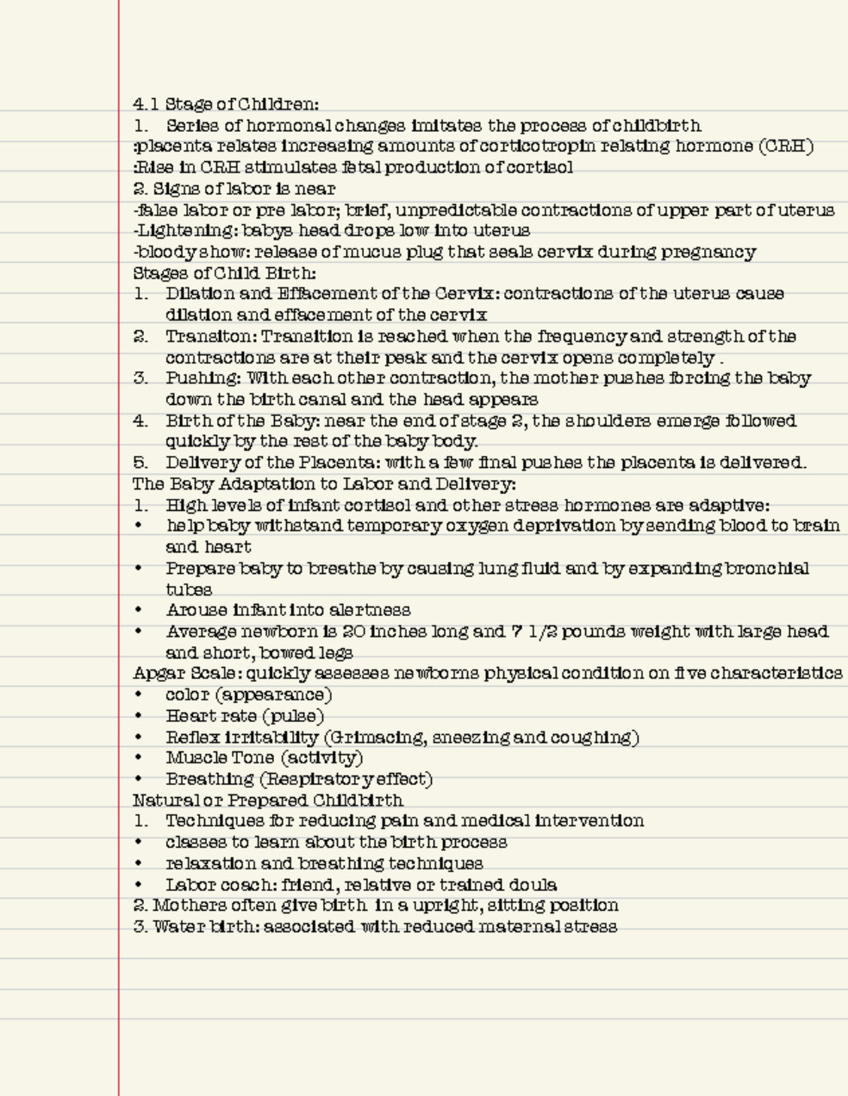Chapter 4 notes - 4 Stage of Children: Series of hormonal changes ...