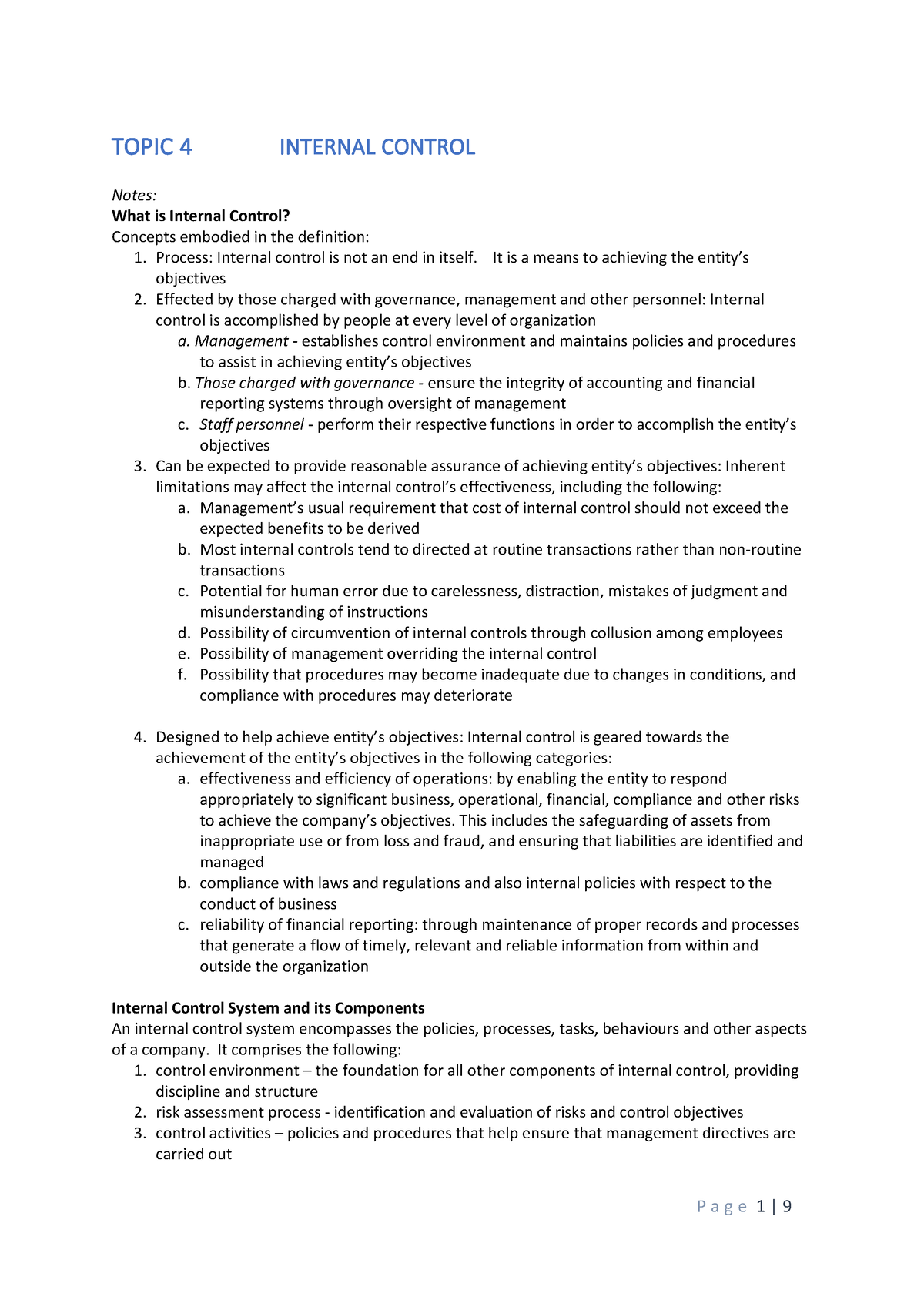 thesis topics on internal control