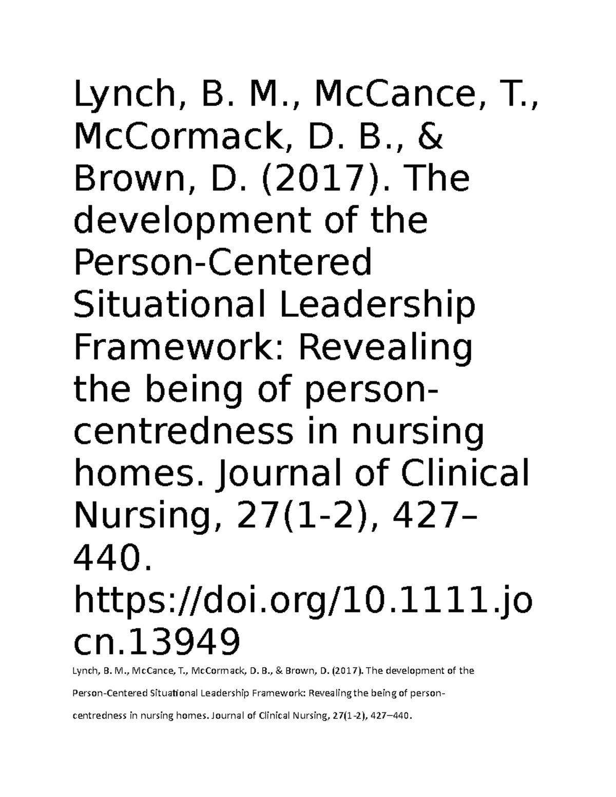 4020person - References - Lynch, B. M., McCance, T., McCormack, D. B ...