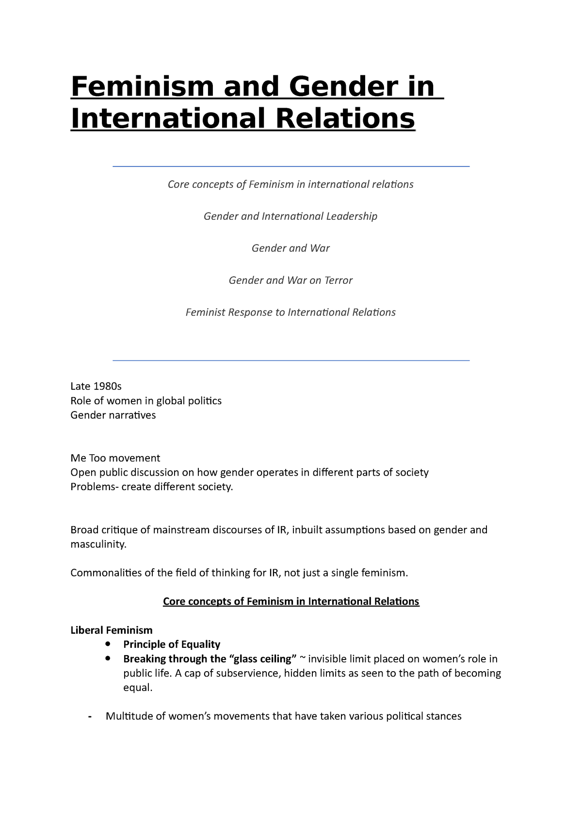 gender and international relations essay