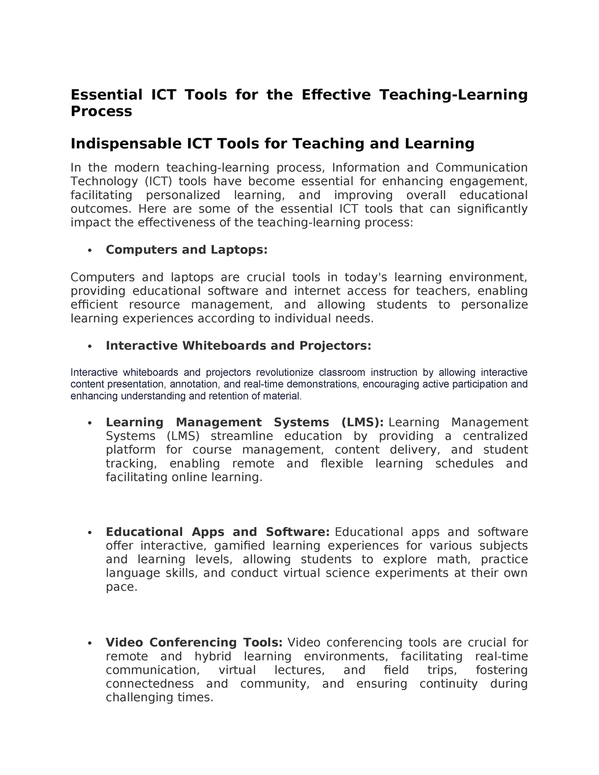 Impact Of ICT On Education - Essential ICT Tools For The Effective ...