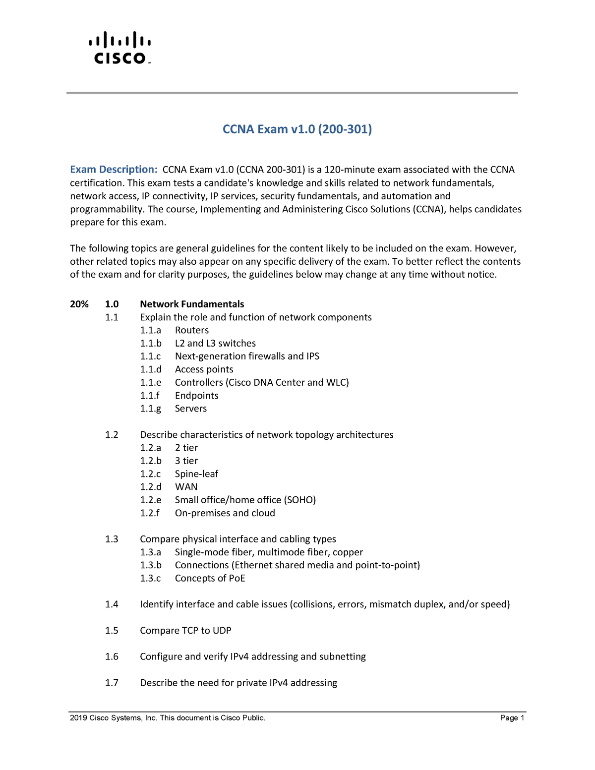 200-301-CCNA - Curso CCNA - CCNA Exam V1 (200-301) Exam Description ...