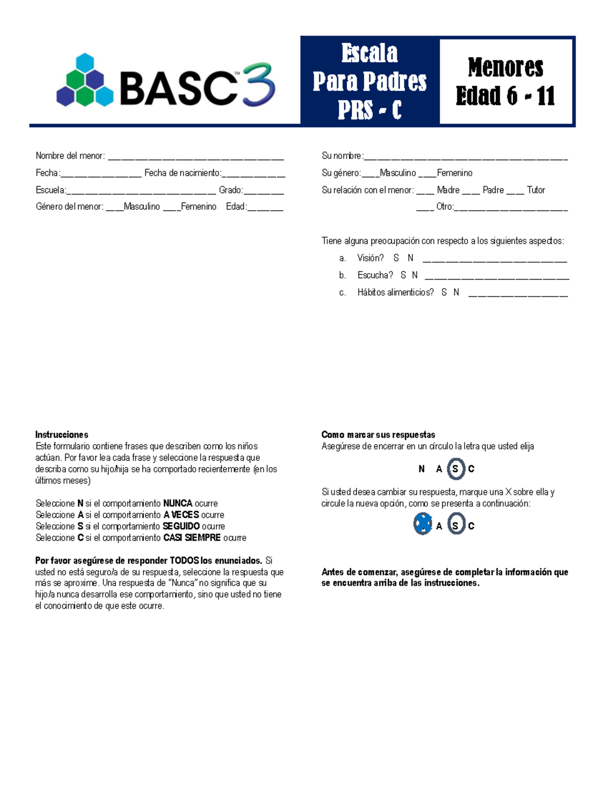 Basc-3-Espanol - ................................. - Escala Para Padres ...