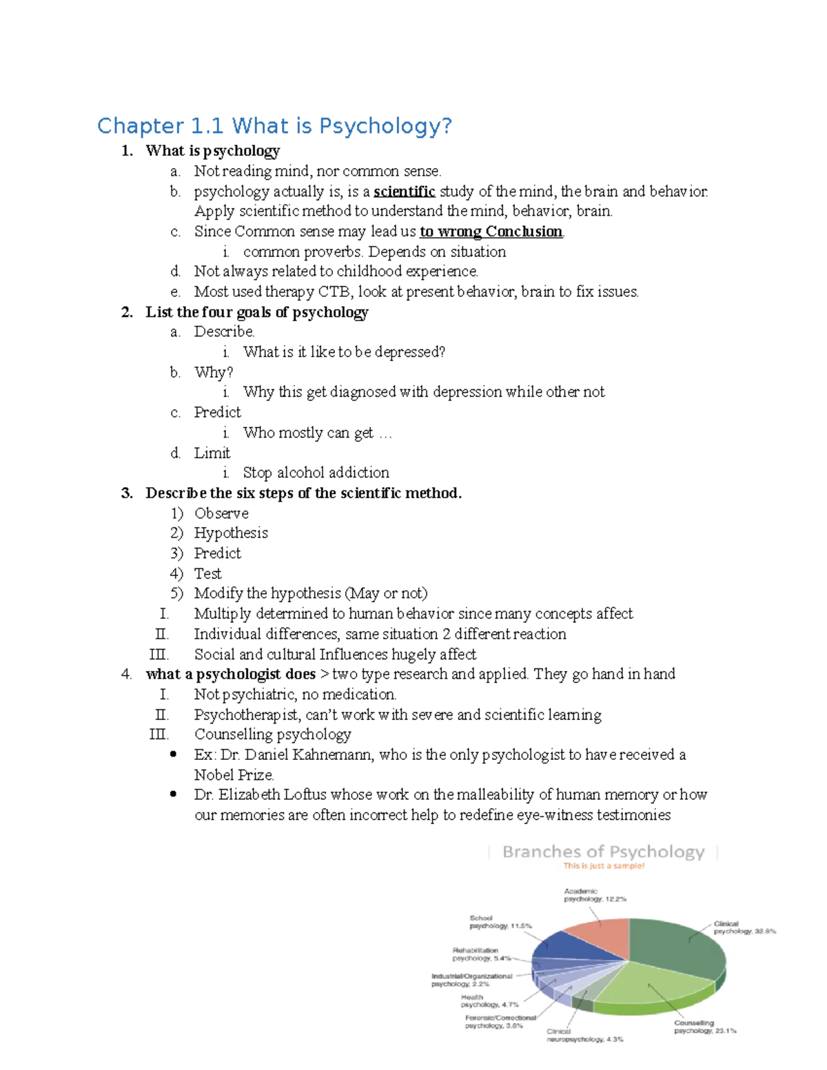 Chapter 1-3 - Lecture Notes 1-3 - Chapter 1 What Is Psychology? 1. What ...